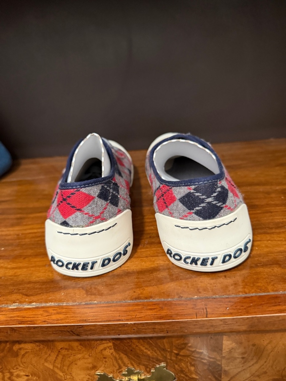 Rocket Dog Argyle Plaid Lace-Up Sneakers - Red & Navy - Picture 2 of 6